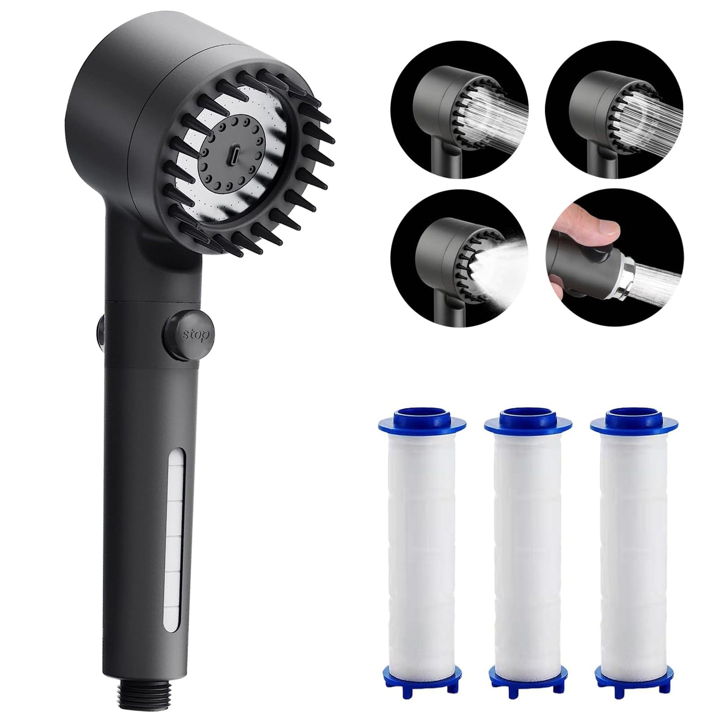 3-in-1 High-Pressure Shower Head Massager