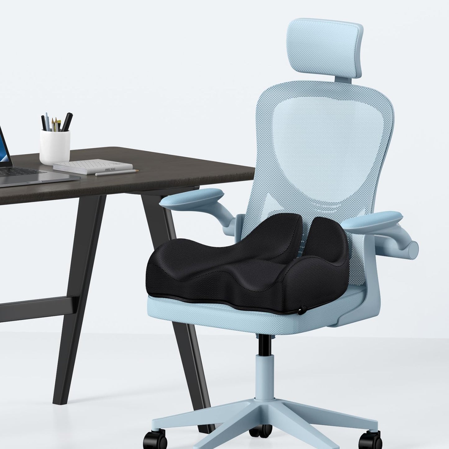 Memory Foam Seat Cushion for Back & Sciatica Pain Relief – Office & Car Use